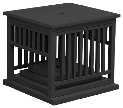 Outdoor Poly Lumber Mission Style Umbrella Holder Stand Black
