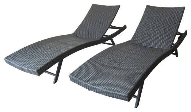 Gdf Studio Arthur Outdoor Wicker Chaise, Outdoor Wicker Chaise Lounge Chairs Set Of 2 Grey