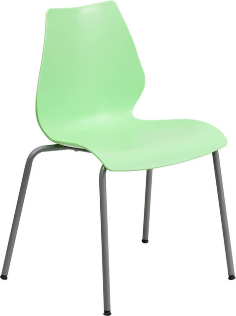 Hercules Green Chair with Lumbar Support and Silver Frame