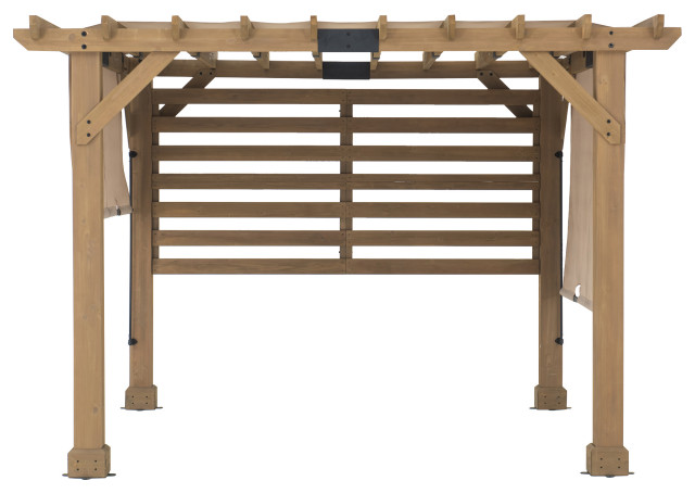 Sunjoy 10'x11' Cedar Wood Framed Hot Tub Pergola With Adjustable Can ...