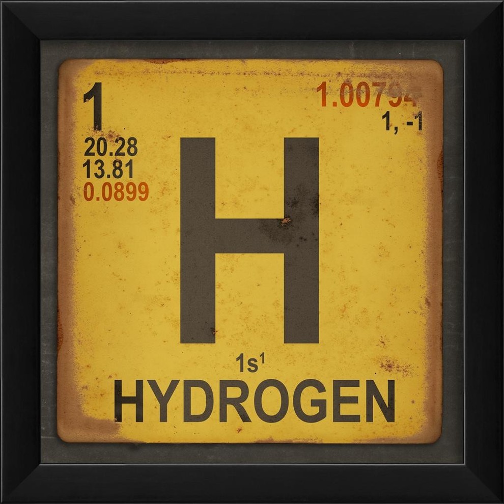 Hydrogen Element Yellow Framed Poster Contemporary Prints And