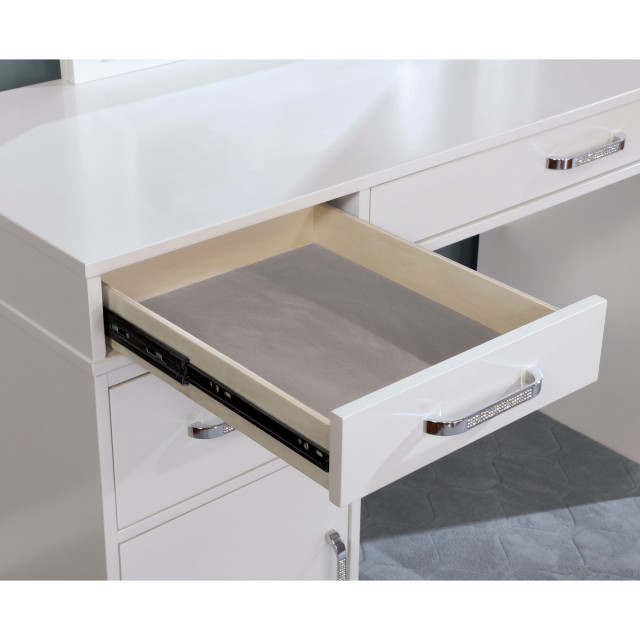 Contemporary Vanity Set, Unique Design With Multiple Drawers & Padded ...