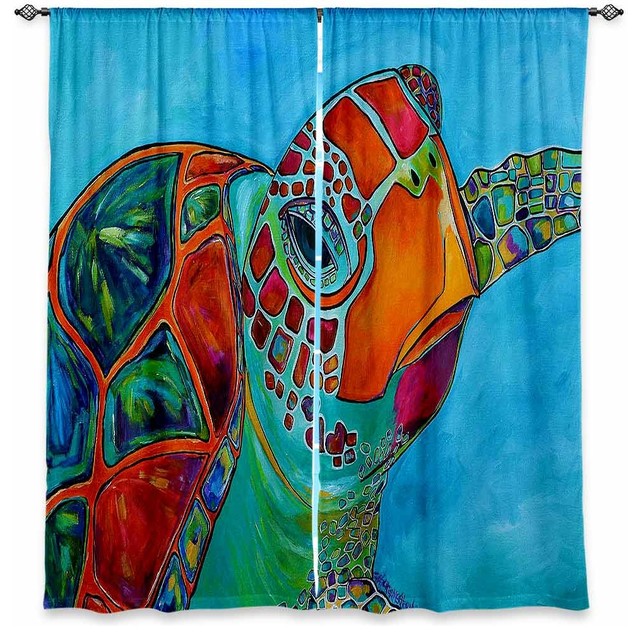 Seaglass Sea Turtle Window Curtains, 40"x82", Unlined