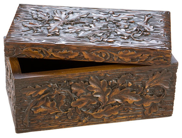 Carved Oak Leaf Box