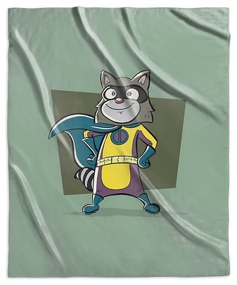 "Raccoon, Superhero Animal Art" Sherpa Blanket 50"x60"