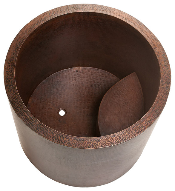 Premier Copper Products Japanese Style Soaking Hand Hammered Japanese Style Soaking Hand Hammered Copper Bath Tub Rustic Bathtubs