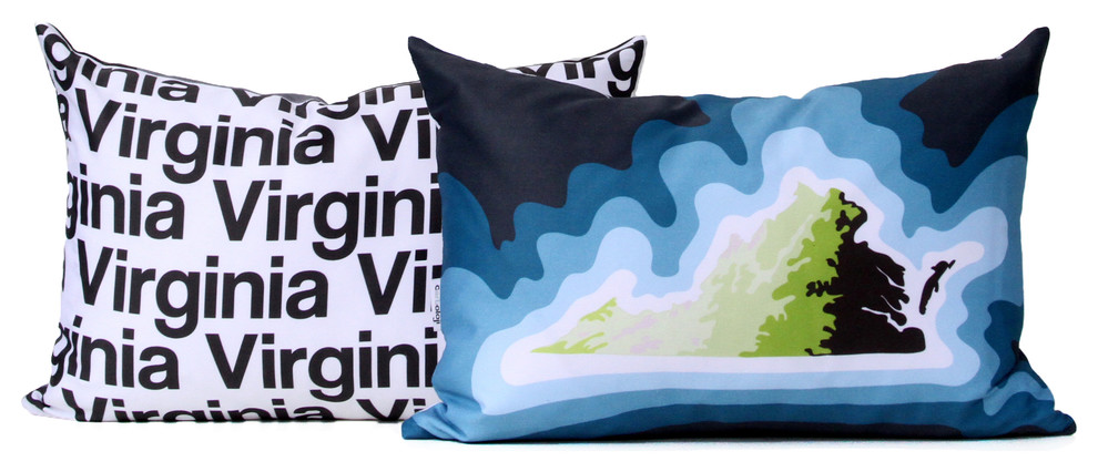 Virginia map pillow, blue