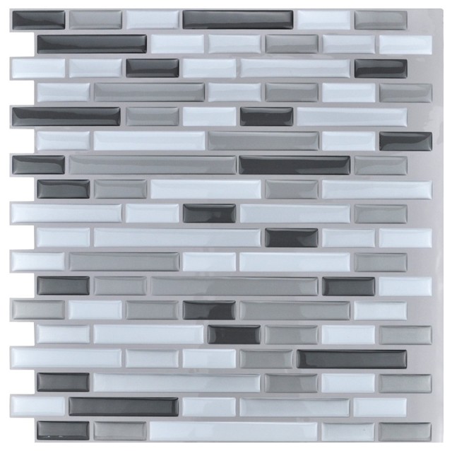12 X12 L And Stick Kitchen Backsplash Wall Tiles Contemporary Mosaic Tile By Art3d Llc Houzz - Self Adhesive Wall Tiles For Kitchen Backsplash Ireland