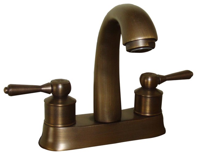 Classic Antique Brass Centerset Sink Faucet With 2 Lever