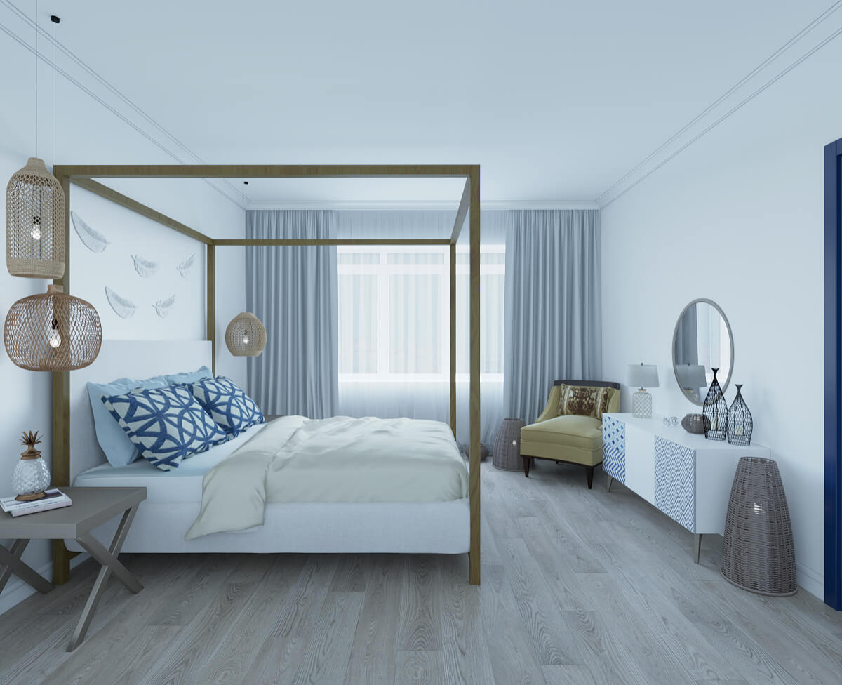 Дизайн интерьера спальни в апартаментах