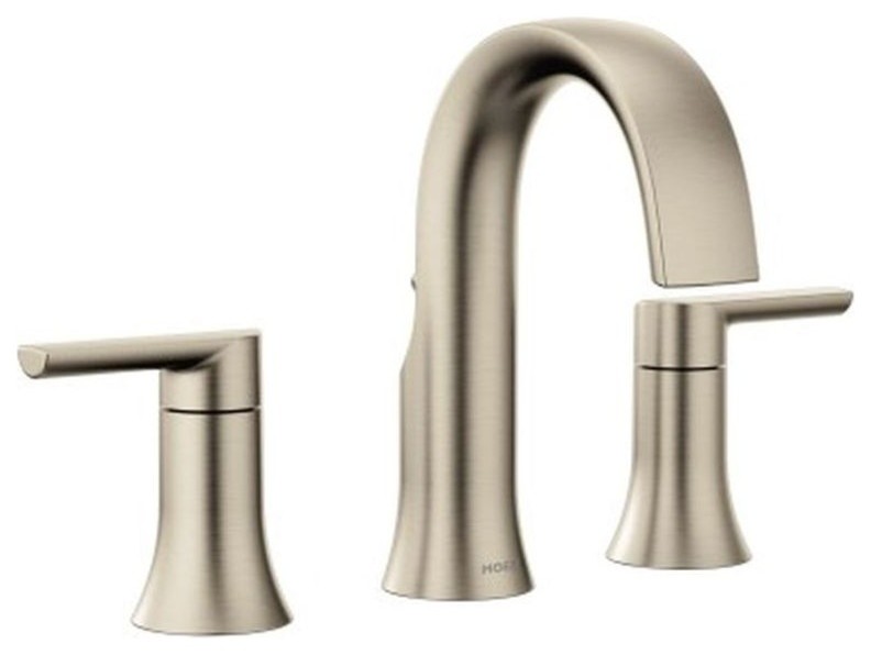 Moen Doux 1.2 GPM Two-Handle High Arc Bathroom Faucet, Brushed Nickel
