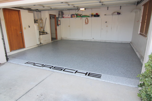 Residential Garage Floors With Stripes And Logos Modern