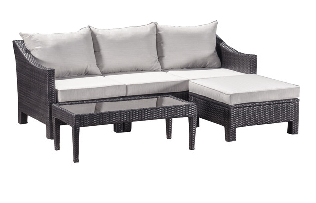Caspian Outdoor L Shaped Wicker Sectional Sofa Set Tropical Caspian Outdoor L Shaped Wicker Sectional Sofa Set