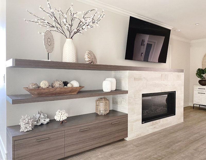 Bedroom - transitional bedroom idea in Denver with a tile fireplace