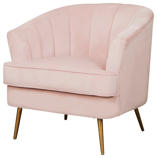 Mantegna Channel Tufted Velvet Accent, Pink Arm Chairs