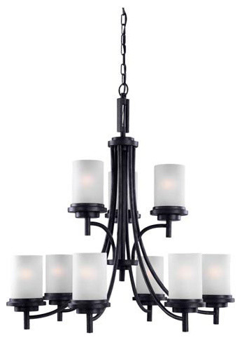 Winnetka Brushed Nickel Fluorescent Nine Light Multi-Tier Chandelier