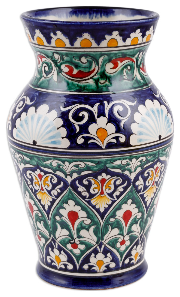 Novica Handmade Rishtan Heritage Glazed Ceramic Vase