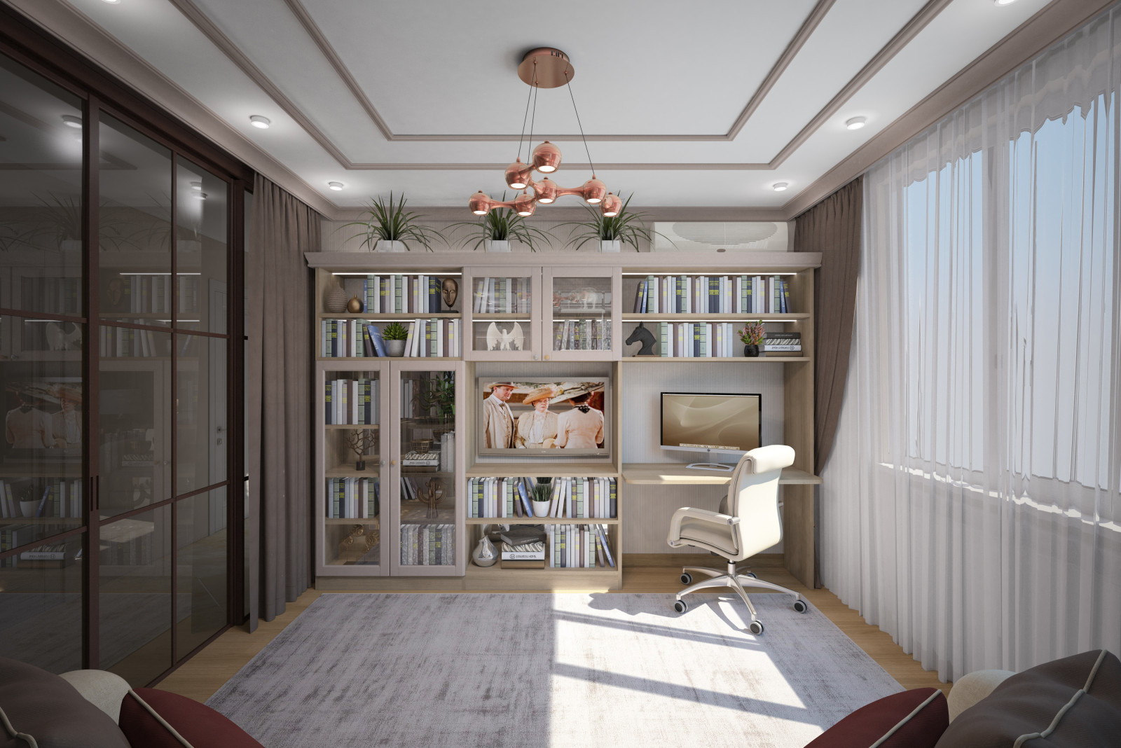 Кабинет. Квартира в многоэтажном доме 160м2. 1 Вариант.