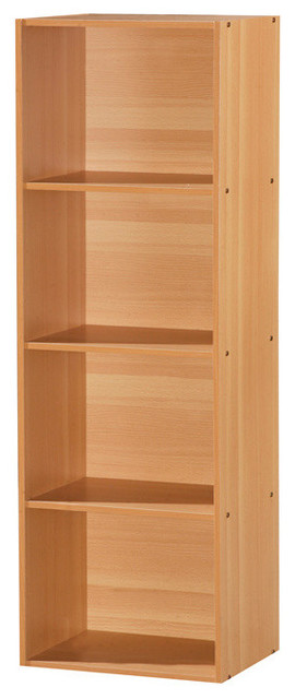 4 Shelf Bookcase Transitional, Hodedah Import 4 Shelf Bookcase Black