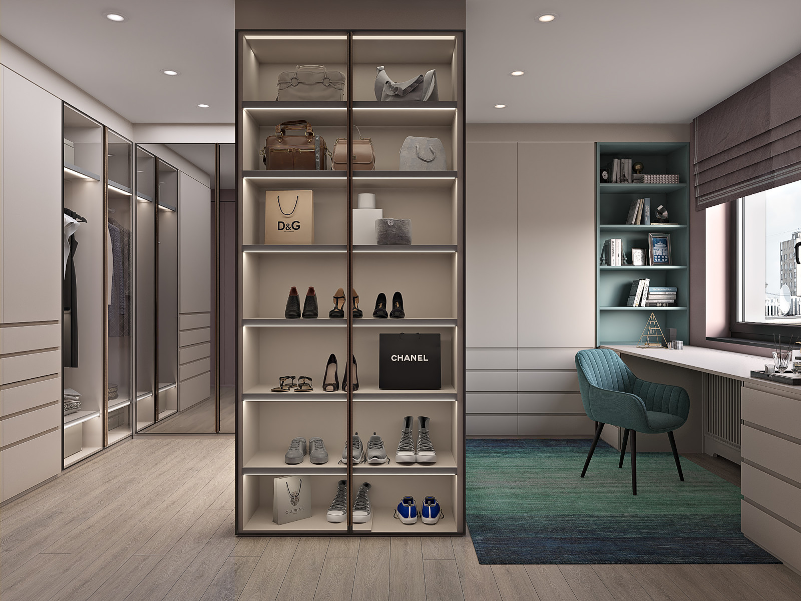 Гардеробная ЖК Татьянин Парк "Сапфировая нега"