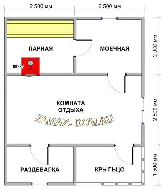 Баня из профилированного бруса (5х6 м) - Проект № Б-18