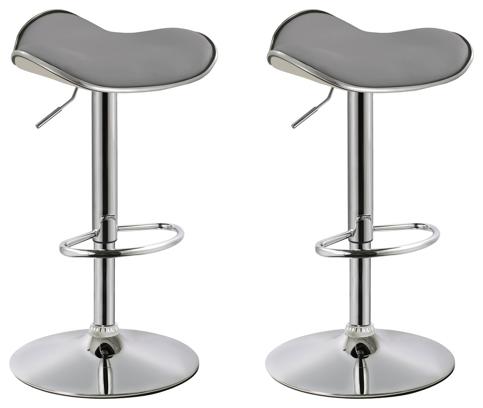 Dylan Backless Faux Leather Adjustable Bar Stools, Set of 2, Gray