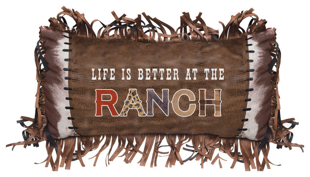 Life is Better at the Ranch Western Throw Pillow, 14"x26"