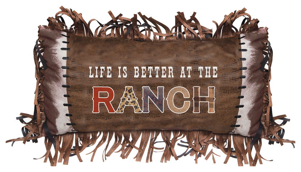 Life is Better at the Ranch Western Throw Pillow, 14"x26"