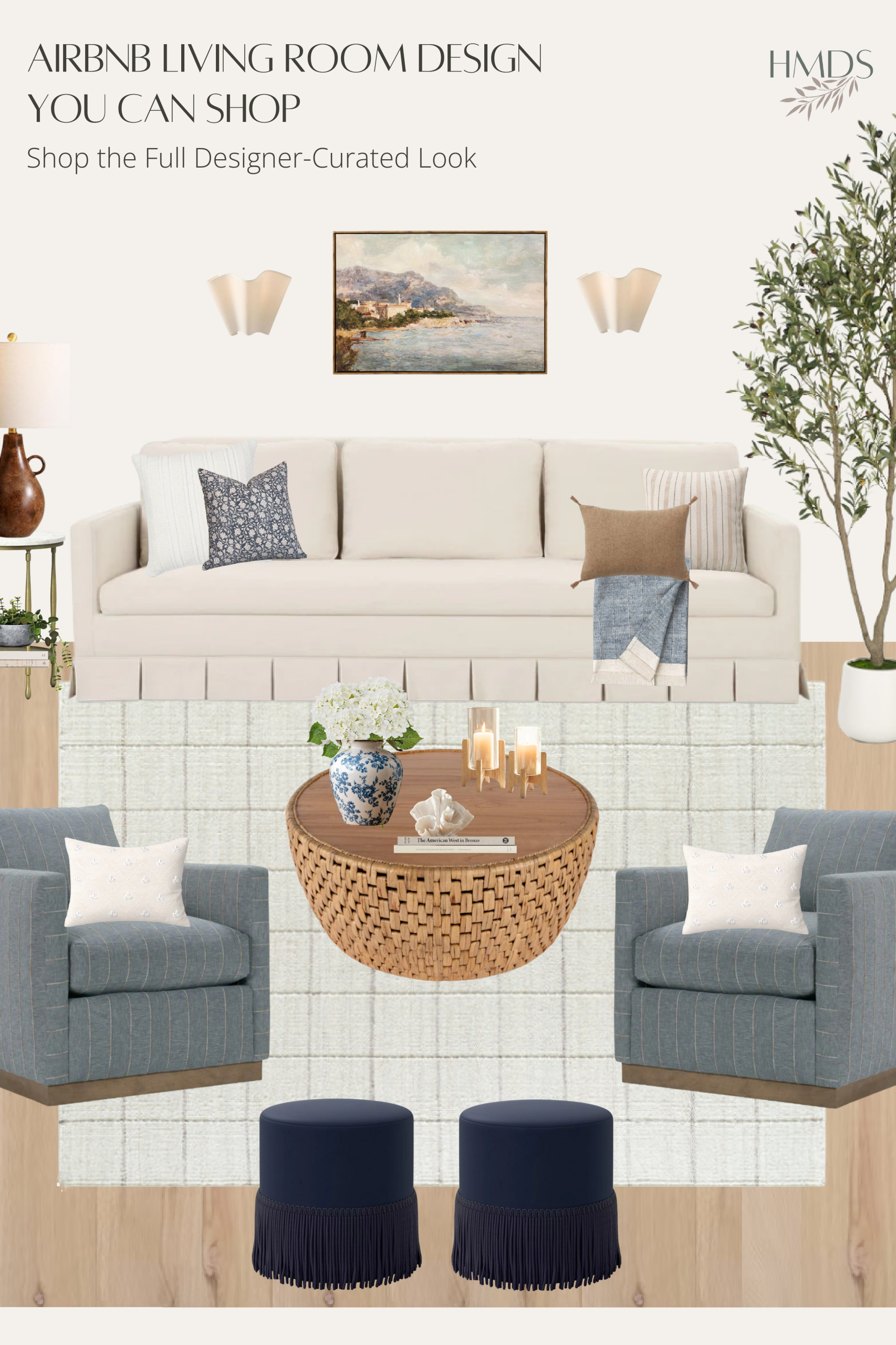 Warm Coastal Airbnb Living Room