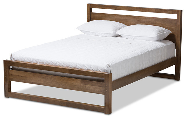 Torino Mid Century Modern Solid Walnut Wood Open Frame Platform Bed Transitional Beds By Baxton Studio Houzz Torino Mid Century Modern Solid Walnut, Mid Century Modern Platform Bed King