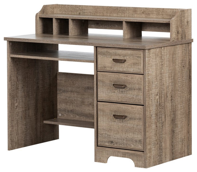 South Shore Versa Computer Desk with Hutch in Gray Maple Transitional Desks And Hutches by