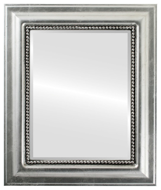 Heritage Framed Rectangle Mirror in Silver Leaf with Black Antique