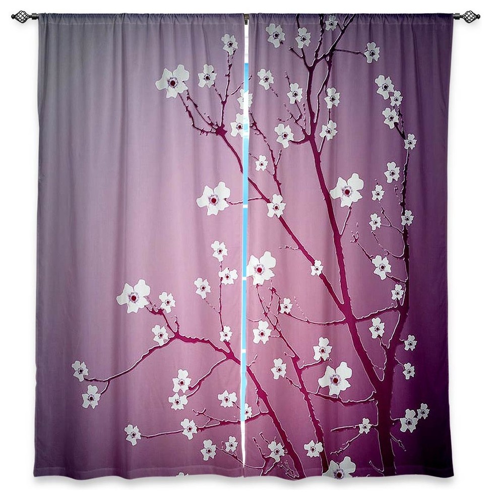 DiaNoche Lined Window Curtains by Monika Strigel Blooming Tree Red Wash
