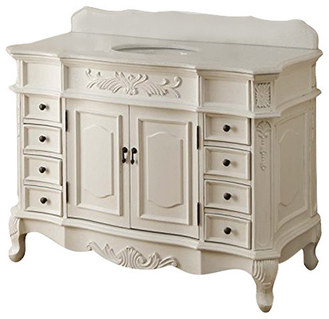 Morton Vanity With Crystal White Marble, 42"