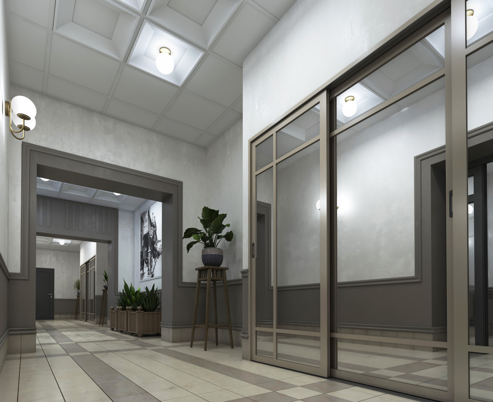 Интерьеры МОП, ЖК "БУЛГАКОВ", СК "СТРИЖИ"