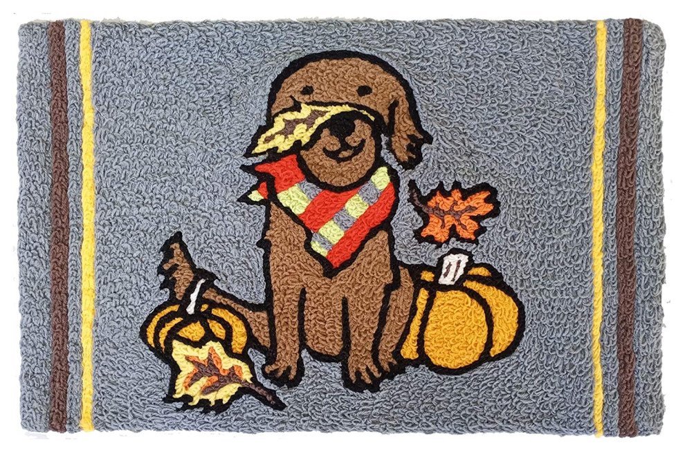 JellyBean Accent Rug Chocolate Lab with Bandanna Farmhouse Doormats