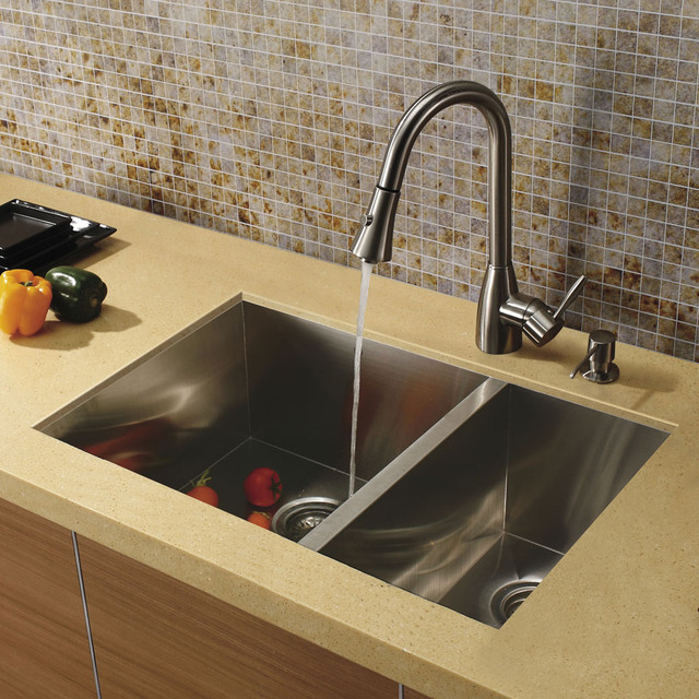 VIGO Undermount Stainless Steel Kitchen Sink, Faucet and Dispenser