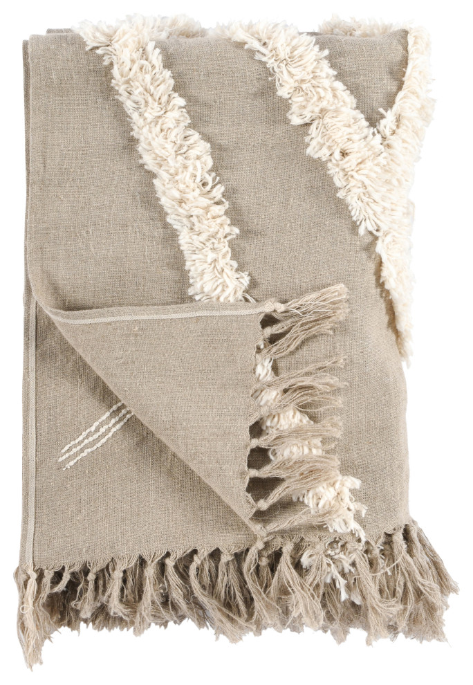 Rowan 50"x 70" Throw Blanket in Ivory by Kosas Home, 70" x 50