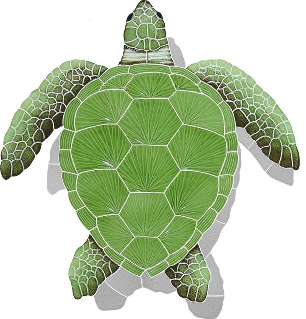 Large Green Turtle Pool Accents Green Pool Glossy Ceramic
