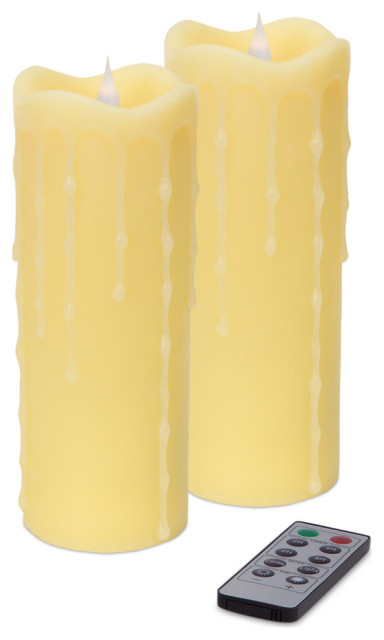 Simplux LED Dripping Candle WithMoving Flame, Set of 2, 3"Dx7"H