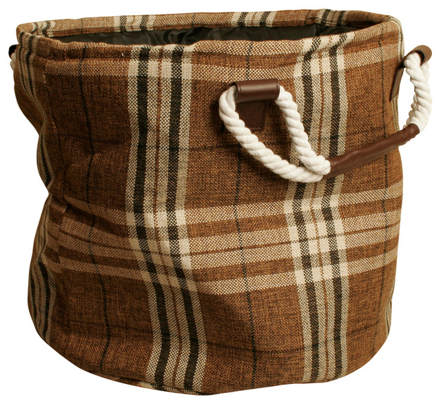 Beige Plaid Collapsible Fabric Tote