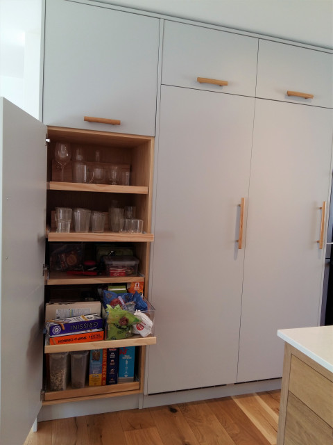 Oak and light grey modern open plan kitchen contemporary-kitchen