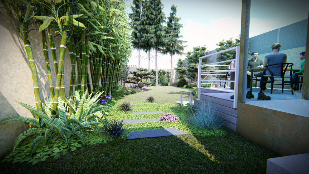 Inspiration pour un jardin minimaliste de taille moyenne et l'été avec une exposition partiellement ombragée.