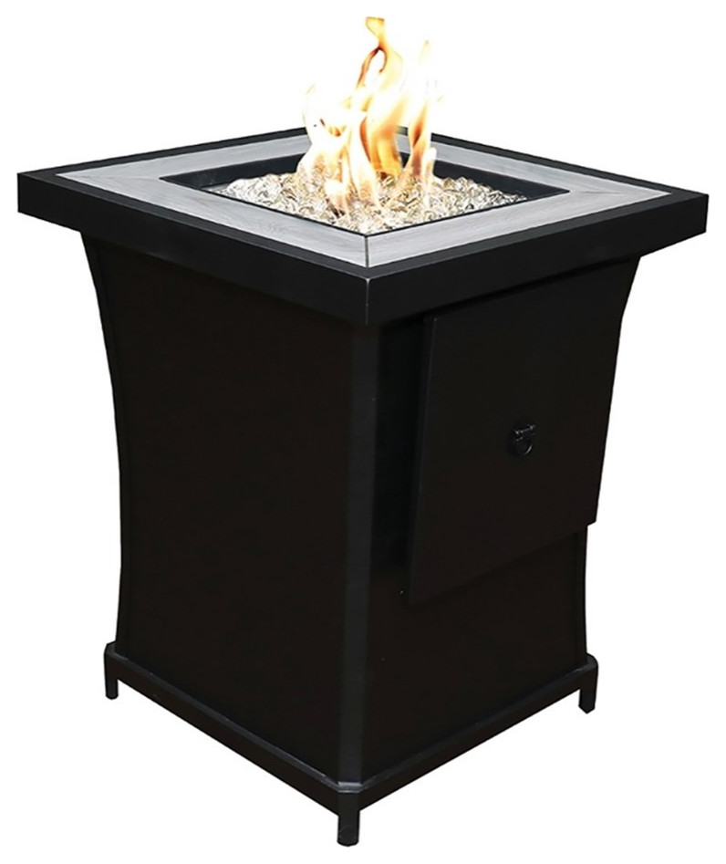 Sunbeam Urban Modern Aluminum Ceramic Top Column Fire Pit in Black