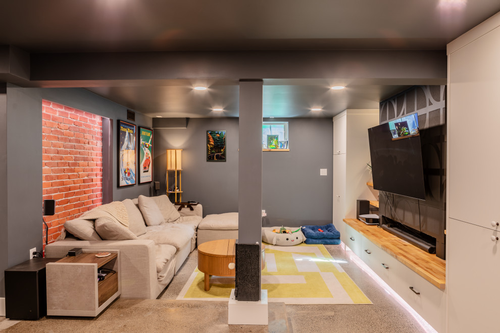 Sunnyside Eclectic Basement Remodel - Eclectic - Basement - Portland ...