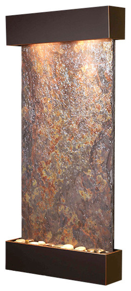 Whispering Creek Wall Fountain, Blackened Copper, Solid Rajah Slate