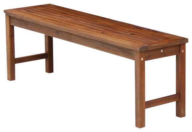 Acacia Wood Patio Bench Transitional, Wooden Patio Bench