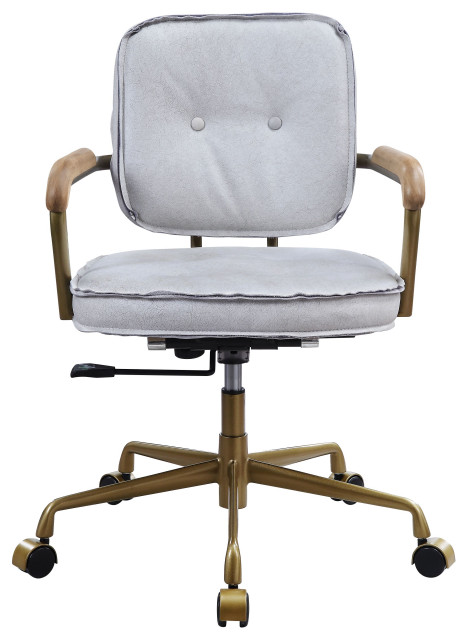 ACME Siecross Office Chair in Vintage White Top Grain Leather