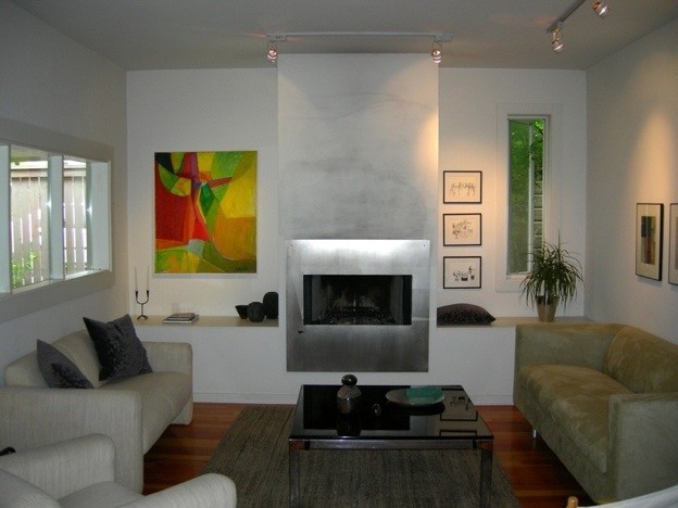 Design ideas for a small modern open concept living room in Salt Lake City.