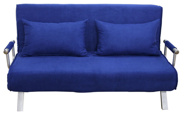 Homcom 61 Folding Futon Sleeper Couch Sofa Bed Blue Contemporary Homcom 61 Folding Futon Sleeper Couch Sofa Bed